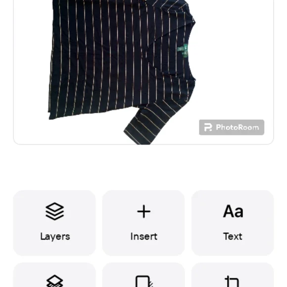 Lauren Ralph Lauren top black w/cream horizon stripes deep v-neck half sleeve XL - Picture 5 of 5